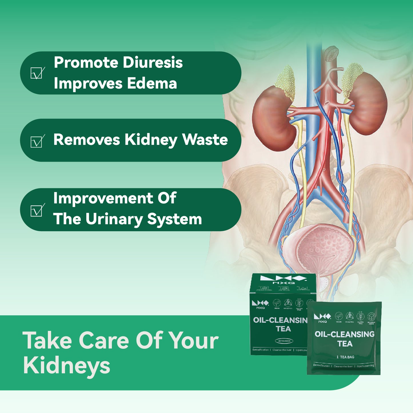 【NXQ】OIL-CLEANSING TEA:Enhancement of renal function