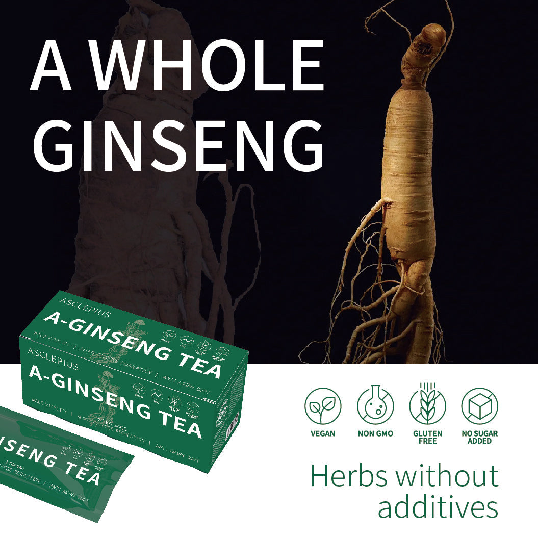 【NXQ】TÉ DE A-GINSENG: Ayuda a regular el azúcar en sangre, un ginseng entero y 5 materias primas, 5 bolsitas de té