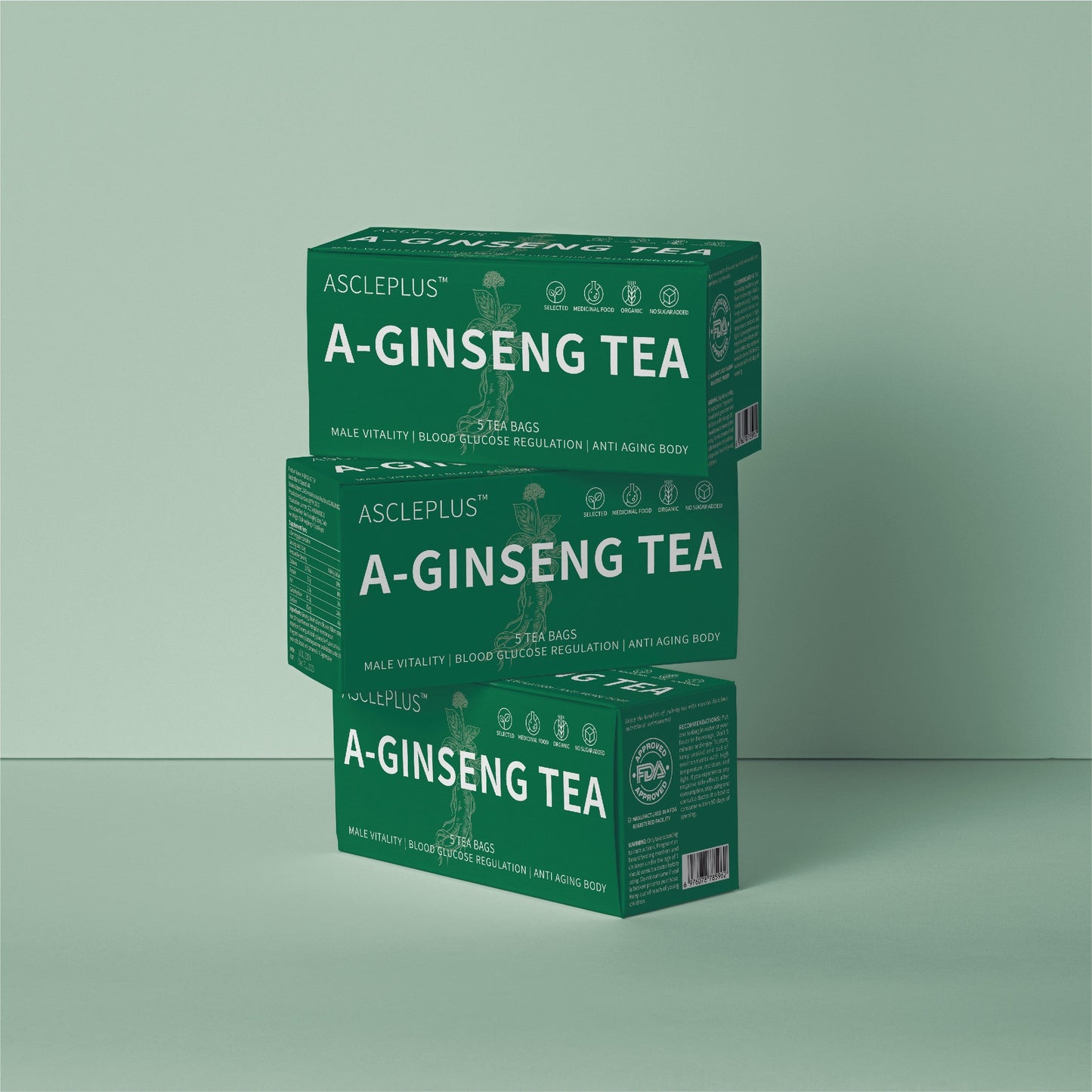 【NXQ】TÉ DE A-GINSENG: Ayuda a regular el azúcar en sangre, un ginseng entero y 5 materias primas, 5 bolsitas de té
